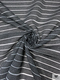 Italian Textured Honeycomb Striped Organza - Black / Lightest Grey