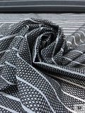 Italian Textured Honeycomb Striped Organza - Black / Lightest Grey