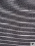 Italian Textured Honeycomb Striped Organza - Black / Lightest Grey