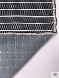 Italian Textured Honeycomb Striped Organza - Black / Lightest Grey