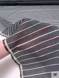 Italian Textured Honeycomb Striped Organza - Black / Lightest Grey