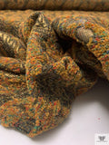 French Leaf and Floral Novelty Chenille Metallic Brocade - Ochre / Antique Gold / Black / Multicolor