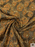 French Leaf and Floral Novelty Chenille Metallic Brocade - Ochre / Antique Gold / Black / Multicolor