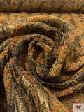 French Leaf and Floral Novelty Chenille Metallic Brocade - Ochre / Antique Gold / Black / Multicolor