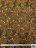 French Leaf and Floral Novelty Chenille Metallic Brocade - Ochre / Antique Gold / Black / Multicolor