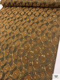 French Leaf and Floral Novelty Chenille Metallic Brocade - Ochre / Antique Gold / Black / Multicolor