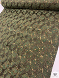 French Leaf and Floral Novelty Chenille Metallic Brocade - Dusty Green / Antique Gold / Black / Multicolor