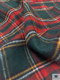 Italian Double Faced Plaid Melton Wool-Blend Coating - Evergreen / Red / Navy / Turmeric / Dark Heather Grey