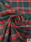 Italian Double Faced Plaid Melton Wool-Blend Coating - Evergreen / Red / Navy / Turmeric / Dark Heather Grey