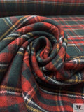 Italian Double Faced Plaid Melton Wool-Blend Coating - Evergreen / Red / Navy / Turmeric / Dark Heather Grey