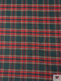 Italian Double Faced Plaid Melton Wool-Blend Coating - Evergreen / Red / Navy / Turmeric / Dark Heather Grey