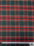 Italian Double Faced Plaid Melton Wool-Blend Coating - Evergreen / Red / Navy / Turmeric / Dark Heather Grey