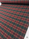 Italian Double Faced Plaid Melton Wool-Blend Coating - Evergreen / Red / Navy / Turmeric / Dark Heather Grey