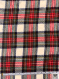 Italian Plaid Brushed Wool Jacket Weight - Red / Off-White / Evergreen / Yellow