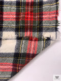 Italian Plaid Brushed Wool Jacket Weight - Red / Off-White / Evergreen / Yellow