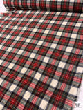 Italian Plaid Brushed Wool Jacket Weight - Red / Off-White / Evergreen / Yellow