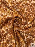 Made in Switzerland Chenille Ikat Viscose-Wool Jacket Weight - Burnt Caramel / Burnt Yellow / Beige