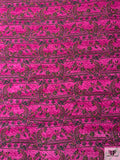 French Floral Paisley Chenille Brocade - Fuchsia / Green / Tangerine Orange