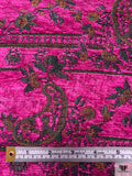 French Floral Paisley Chenille Brocade - Fuchsia / Green / Tangerine Orange