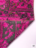 French Floral Paisley Chenille Brocade - Fuchsia / Green / Tangerine Orange