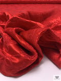 Italian Floral Satin-Corded Brocade - Red