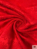 Italian Floral Satin-Corded Brocade - Red