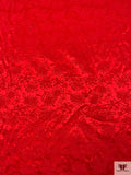 Italian Floral Satin-Corded Brocade - Red