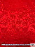 Italian Floral Satin-Corded Brocade - Red