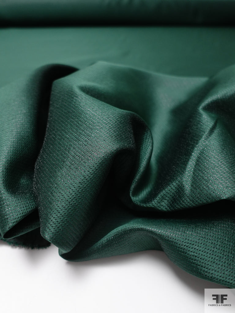 Slightly Textured Twill Lamé - Castleton Green/Black | FABRICS ...