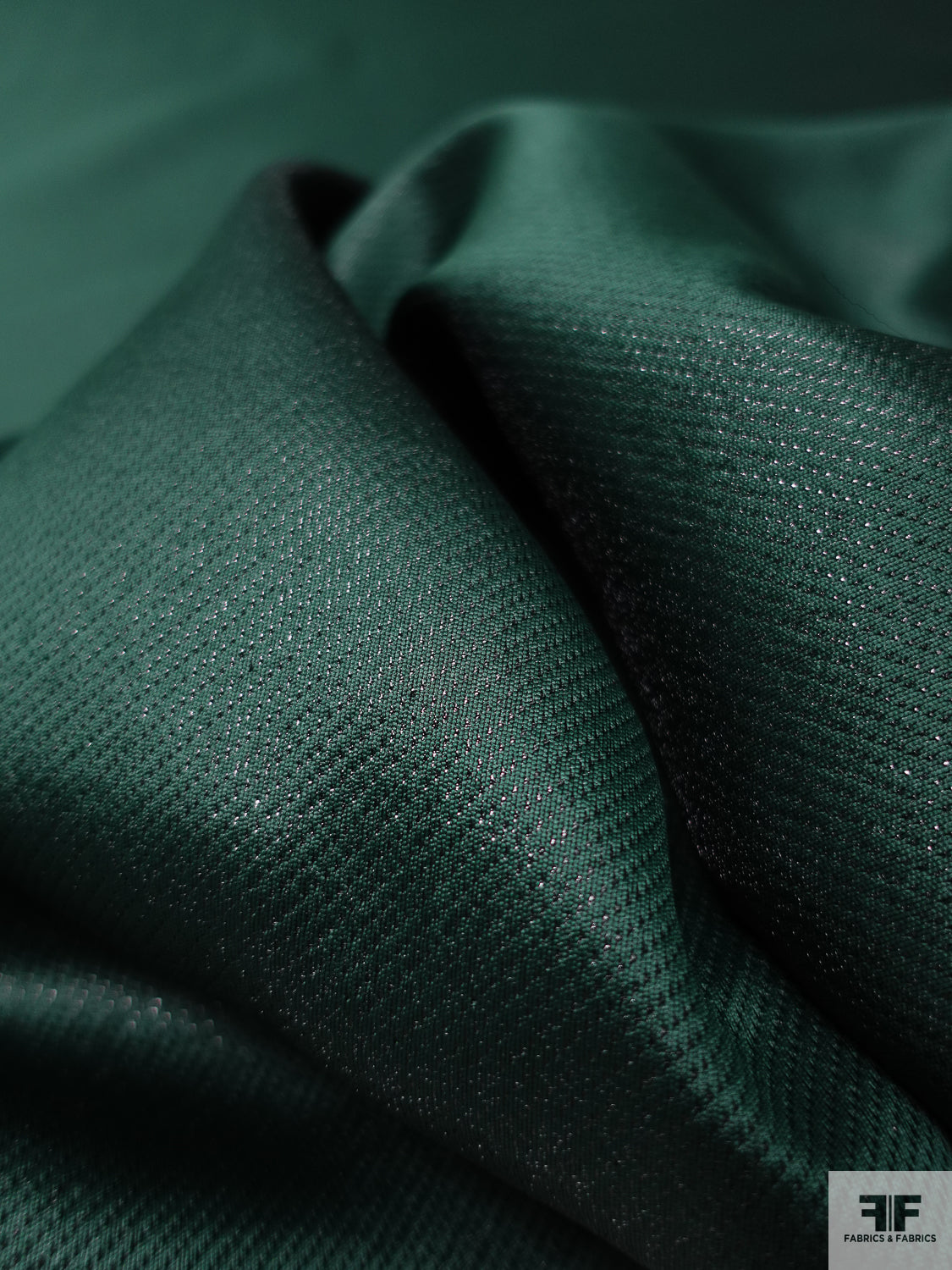 Slightly Textured Twill Lamé - Castleton Green/Black | FABRICS ...