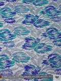 French Metallic Printed Chantilly Lace - Blue / Aqua / Silver