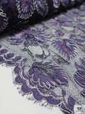 French Floral Corded Lace - Smoky Purple / Silver