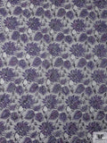 French Floral Corded Lace - Smoky Purple / Silver