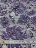 French Floral Corded Lace - Smoky Purple / Silver