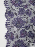 French Floral Corded Lace - Smoky Purple / Silver