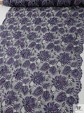 French Floral Corded Lace - Smoky Purple / Silver