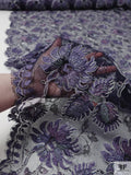 French Floral Corded Lace - Smoky Purple / Silver