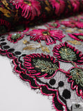 French Floral Corded Lace with Metallic Detailing - Hot Pink / Black / Sage / Gold