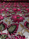 French Floral Corded Lace with Metallic Detailing - Hot Pink / Black / Sage / Gold