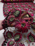 French Floral Corded Lace with Metallic Detailing - Hot Pink / Black / Sage / Gold