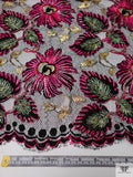 French Floral Corded Lace with Metallic Detailing - Hot Pink / Black / Sage / Gold