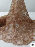 French Swirl Design Metallic Lace with Cording - Rose Gold / Gold