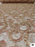 French Swirl Design Metallic Lace with Cording - Rose Gold / Gold