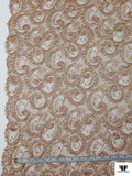 French Swirl Design Metallic Lace with Cording - Rose Gold / Gold