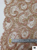 French Swirl Design Metallic Lace with Cording - Rose Gold / Gold