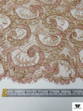 French Swirl Design Metallic Lace with Cording - Rose Gold / Gold