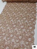 French Swirl Design Metallic Lace with Cording - Rose Gold / Gold