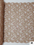 French Swirl Design Metallic Lace with Cording - Rose Gold / Gold