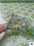 French Lace with Sequins and Cording - Seafoam Green