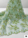 French Lace with Sequins and Cording - Seafoam Green